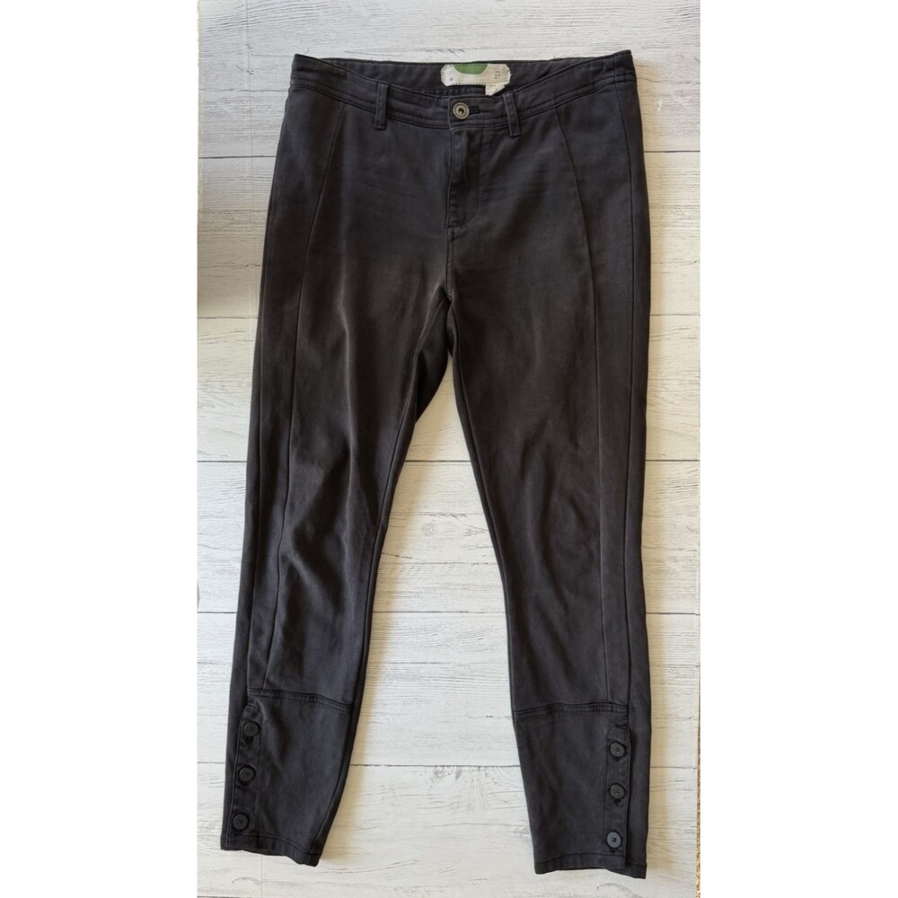 Anthropologie Charcoal Gray Button Micro Corduroy Skinny Pants Women's 27